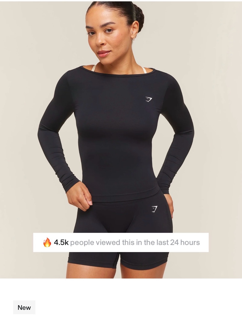New Collection Gymshark Black Long-Sleeve Slim Fit Top